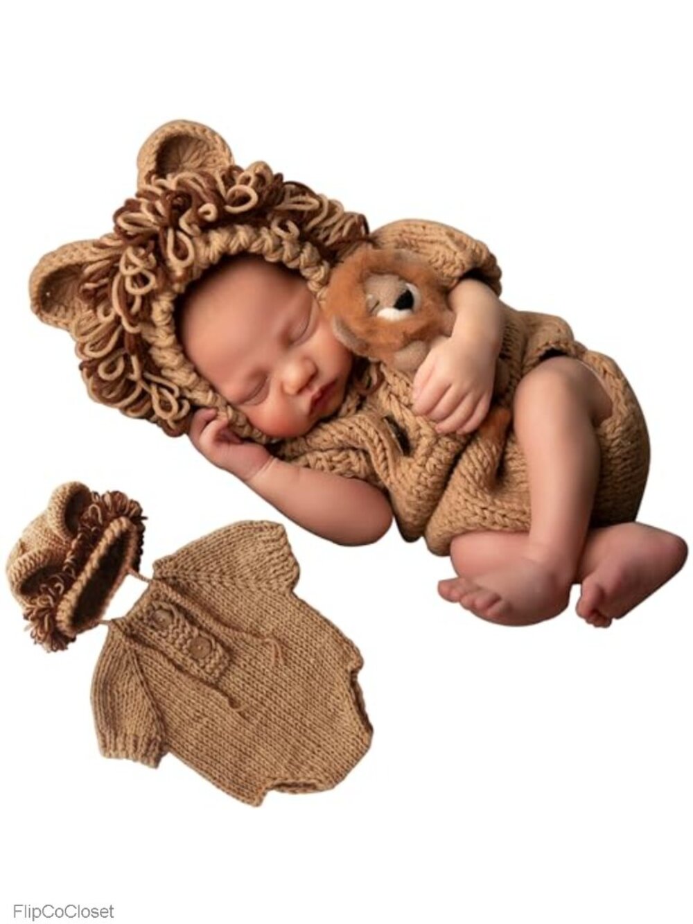 Newborn Photography Prop Lion Crochet Knitted Outfit Photo Studio Posing Set